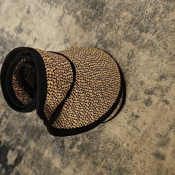 San Diego Hat Co. Tan and Black Wide-Brimmed Hat/Roll Up Visor  for Summer - Picture 3 of 4